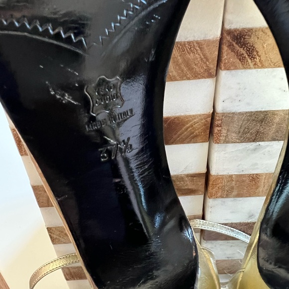 VTG Calderone 4” gold leather sandals 37.5 HERLS made in Italy - Picture 10 of 11